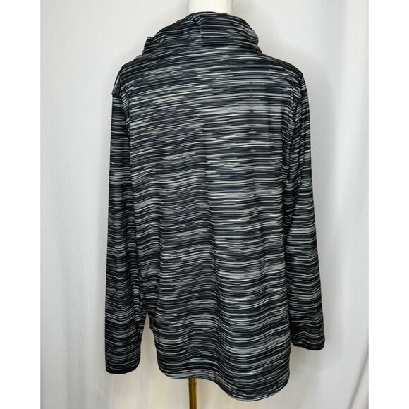 T By Talbots XL Womens Black White Striped Pullover Drawstring Cowl Neck UPF 50 - Picture 8 of 9